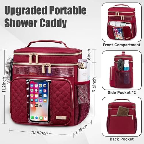 Tealari Large Toiletry Bag for Women Men,Bathroom Bag,Water Resistant Shower Bag,Makeup Bag,Portable Shower Caddy for College Dorm,Hanging Travel Toiletry Bag with Transparent Waterproof Phone Pocket thumbnail 2