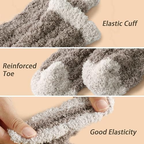 fauson Fuzzy Socks for Women, Fluffy Socks Womens, Cozy Slipper Sock for Women, Womens Winter Warm Fuzzy Sleeping Sock thumbnail 4