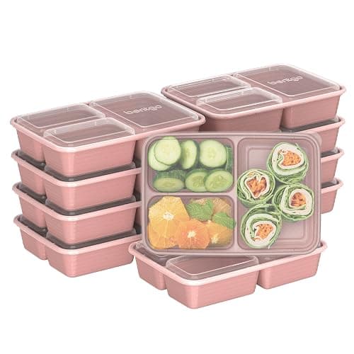 Bentgo Prep - 20-Piece 3-Compartment Reusable Meal Prep Containers with Lids, PFAS & BPA Free Materials, Durable, Microwave, Freezer, & Dishwasher Safe To Go Food Storage (Rosette Glitter) - Image 1