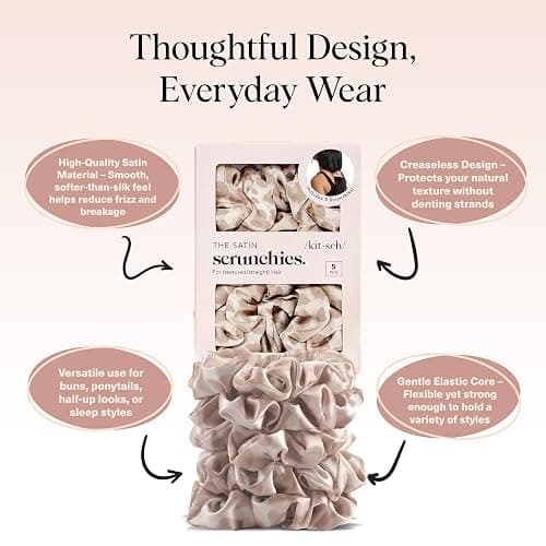 Kitsch Leopard Prints Satin Scrunchies for Women - No Crease Hair Ties for Girls, Scrunchies For All Hair Types and Textures, Perfect for Day or Night | Ideal Gifts for Women - 5 Pcs thumbnail 4