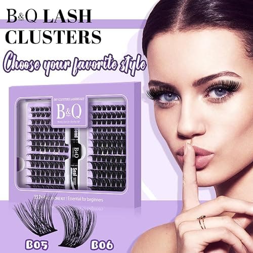 B&Qaugen Lash Extension Kit 192 PCS Eyelash Extension Kit D Curl Lash Clusters Kit Wispy Individual Lash Kit DIY Lash Extension Kit with Lash Glue and Remover Applications (B05+B06, Kit) thumbnail 4