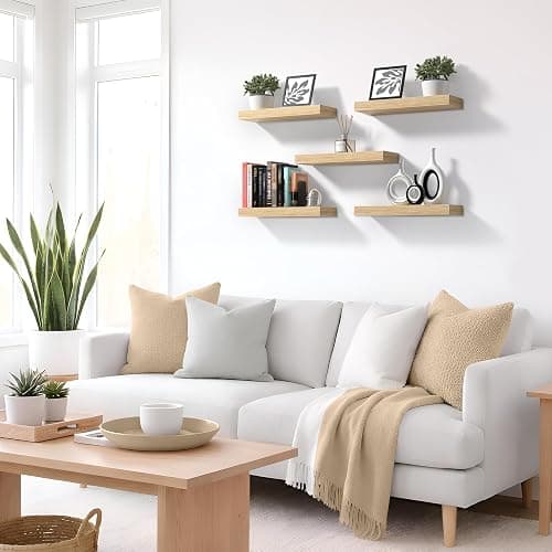 Sorbus Floating Shelves for Wall – 16 Inch Floating Shelf for Kitchen, Bedroom, Living Room, Bathroom, Home & Wall Decor - Mounted Bathroom Shelves with Invisible Brackets (Maple Wood, 4 Pack) thumbnail 7