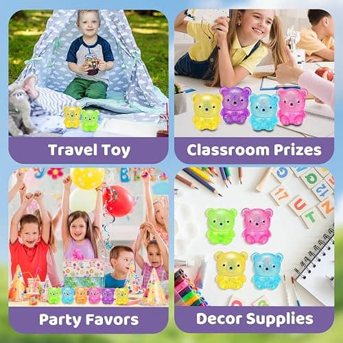 12Pack Fidget Toys Squishy ，Cute Bear Squeeze Ball , Stress Balls for Stress Relief，Pull Stretch Classroom Prize Party Favors Toys for Kids thumbnail 7