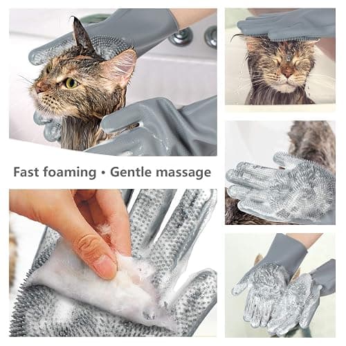 Pet Grooming Gloves - Gentle Dog Bathing Shampoo Brush - Massage Mitt with Enhanced Five Finger Design - Efficient Deshedding Glove for Dogs, Cats, Rabbits and Horses - 1 Pack thumbnail 5