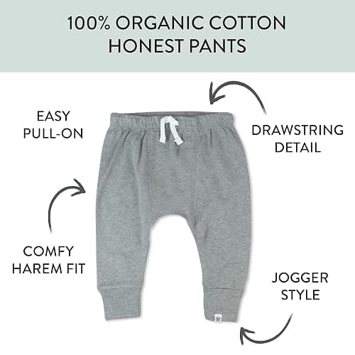 Multipack Honest Pants Joggers Pull on 100% Organic Cotton for Infant Baby and Toddler, Boys, Girls, Unisex thumbnail 2