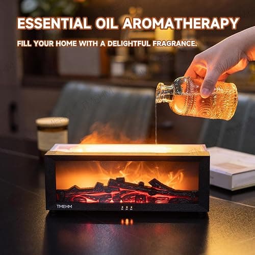 TMEHM Fireplace Flame Air Diffuser Humidifier,7 Colors Aromatherapy Essential Oil Diffuser,Ultrasonic Aroma Humidifier with Timer for Home,Bedroom,Office,Yoga (BlackB, L) thumbnail 4