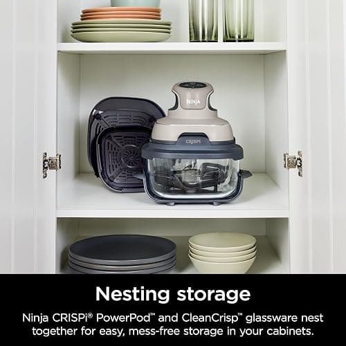 Ninja Crispi Air Fryer, Microwave, Freezer & Dishwasher Safe, Non Toxic Glass Portable Cooking System, 4 QT & 6 Cup Glass Containers with Storage Lids, Easy Meals, Air Fry, Bake, Stone, FN101ST thumbnail 15