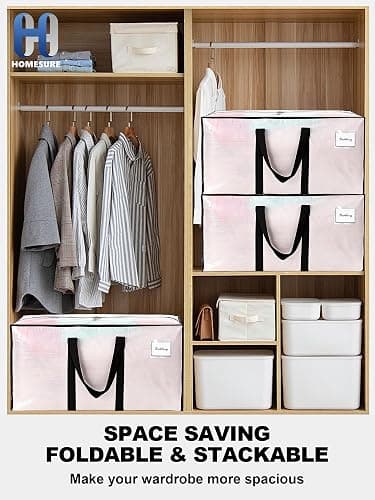 HOMESURE Supports 200lbs Heavy Duty Moving Bags - Strong Zipper & Wrap-Around Handles - Water-Resistant Storage Totes, Durable Alternative to Moving Boxes - 8 Pack - Semi-Transparent thumbnail 7