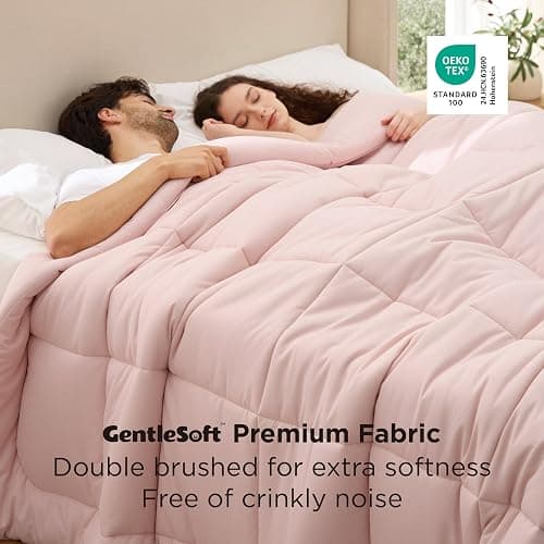 Bedsure Comforter Duvet Insert - Quilted Comforters Oversized King Size, All Season Duvet, GentleSoft Down Alternative Bedding, with 8 Tabs, Gifts for Women/Men, Pink, Oversized King 116 x 98 Inches thumbnail 4