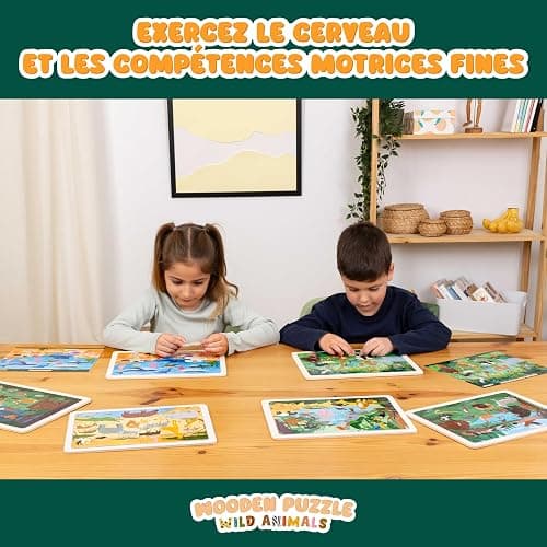 BONNYCO Puzzle Bois Enfant 6 Ensembles 24 Pcs, Animaux de Différents Écosystèmes. Puzzle 3-8 Ans avec Plateau, Jouet Educatif. Cadeau Garcon et Fille, Anniversaire, Noël thumbnail 8