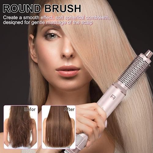 5 in 1 Hair Styler & Hair Dryer Brush, Low-Speed Negative Ionic Air Styler Drying, Multi Hair Styler, Professional Blow Dryer Brush for Curling Volumizing Straightening Styling(Pink) thumbnail 5
