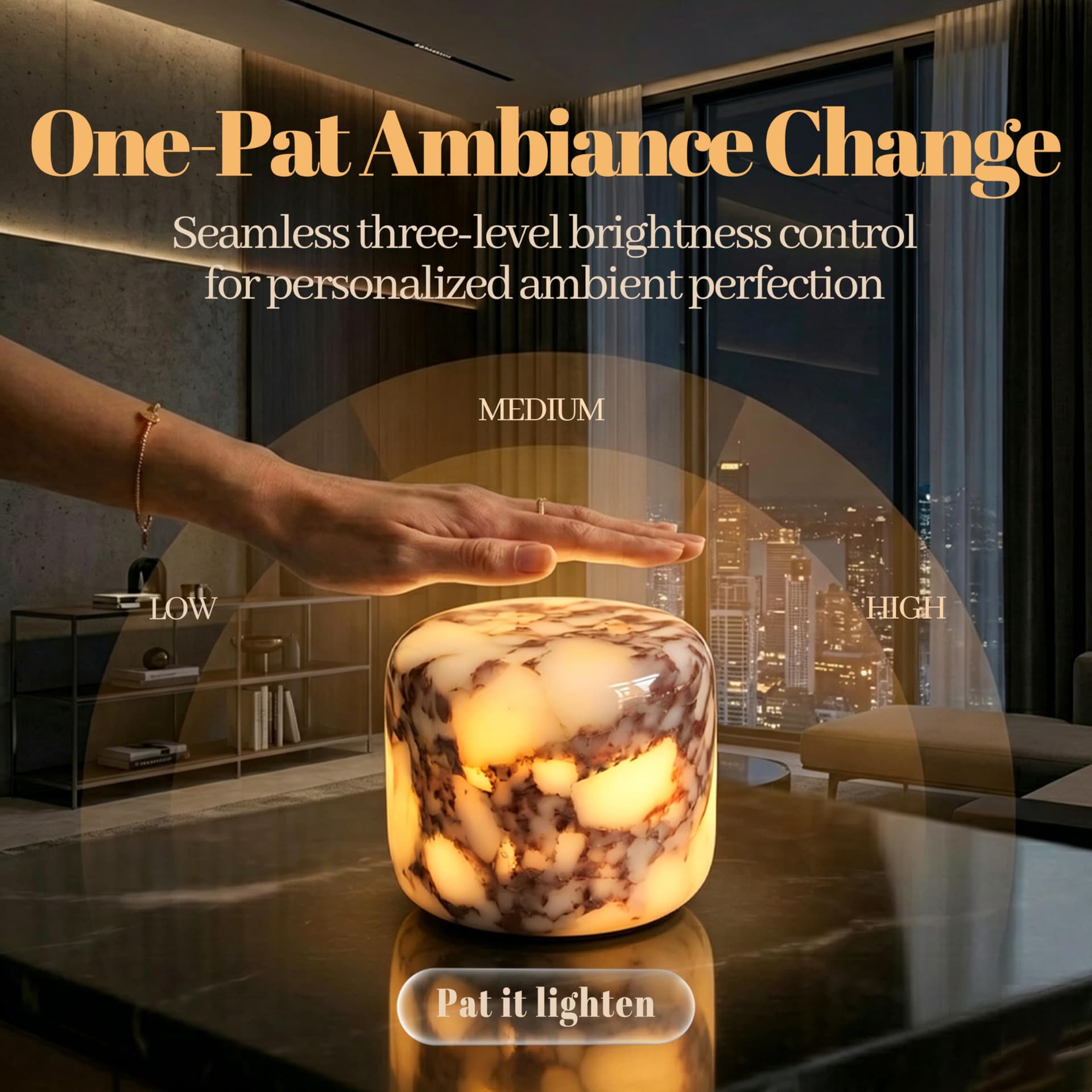 Marble Lamp Night Light Touch Bedside Table Lamp for Bedroom,Type-C Rechargeable Small Desk Bedside Small Lamps,Eye Caring Dimmable LED Ambient lamp (Calacatta Purple) thumbnail 7