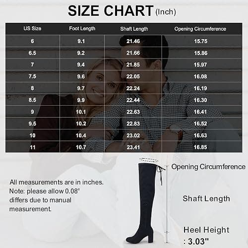 Vepose Women's Over The Knee High Boots Suede Thigh High Boot 3 Inch Chunky Heels Zipper Adjustable Opening Shoes thumbnail 8