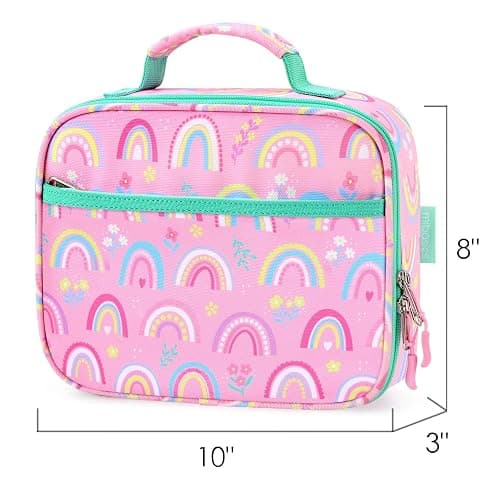 mibasies Kids Lunch Box for Girls Toddler, Insulated and Reusable Lunch Bag for School, Pink Rainbow thumbnail 3