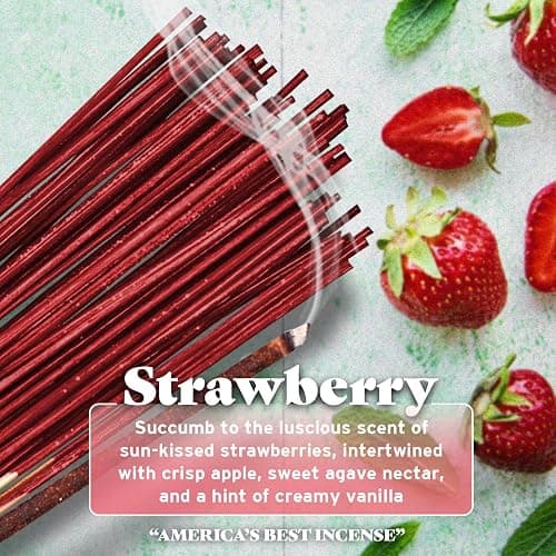 Wild Berry Incense Sticks - Strawberry - Sun-Ripened Strawberry Scent with Vanilla - Hand Dipped in The USA (100 Count) thumbnail 3