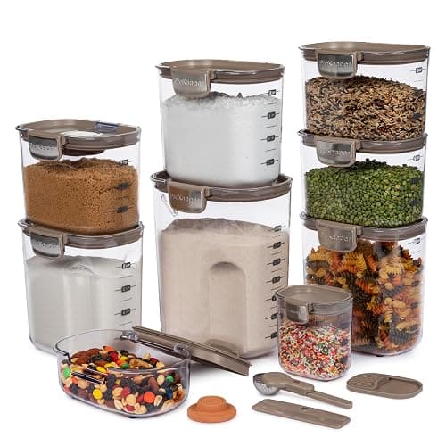 ProKeeper+ Airtight Food Storage Container Set – Clear Plastic Flour and Sugar Canister Set with Magnetic Accessories for Kitchen Organization (Taupe, 13-Piece) thumbnail 3