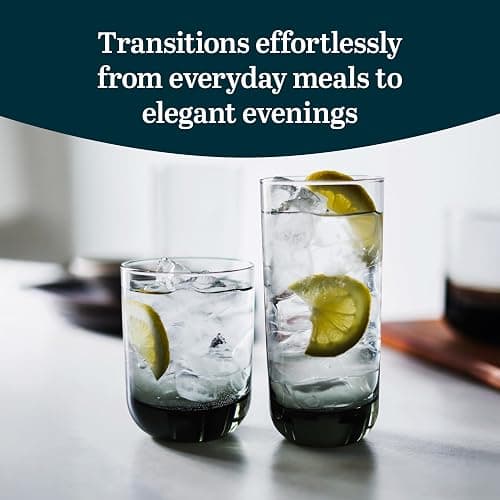 Libbey Polaris Tumbler and Rocks Glass Cups Set, Smoke Hue Mixed Drink Glasses with Straight Lines, Lead-Free, Drinkware Set of 16 for all Beverages thumbnail 3