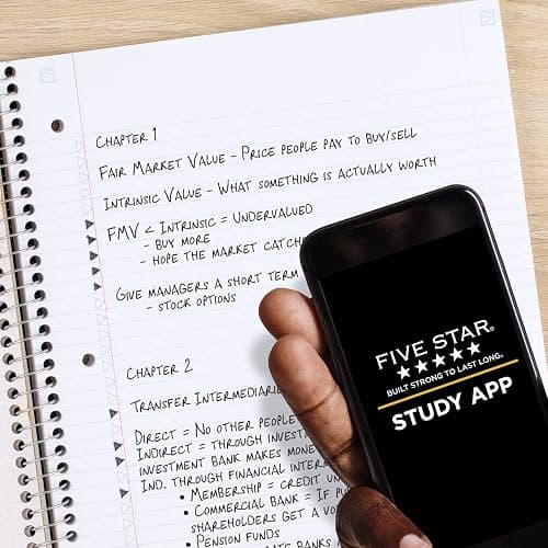 Five Star Spiral Notebook + Study App, 3 Subject, College Ruled Paper, Fights Ink Bleed, Water Resistant Cover, 8-1/2" x 11", 150 Sheets, Black (72069) thumbnail 4