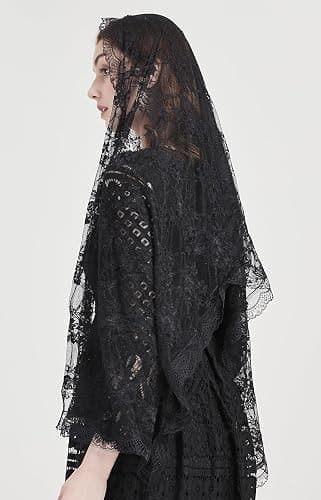 Rectangle Floral Tulle Shawl Chapel Veil with Flowers Mantilla Church Veil Y042 thumbnail 3