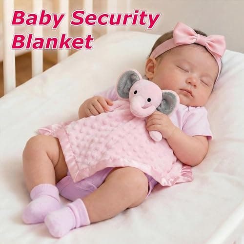 Pro Goleem Baby Girl Gifts Elephant Security Blanket with Stuffed Animal Snuggle Toy Lovey Soft Lovie Baby Registry Search for Infant and Toddler Pink 16 Inch thumbnail 4