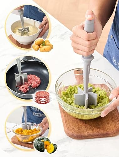 Premium Meat Chopper for Ground Beef - CLUEAPOP Heat Resistant Meat Masher - Kitchen Tools & Gadgets - Ground Beef Smasher - Non Stick Hamburger Chopper - Cook Ground Meat with Easy thumbnail 4
