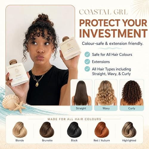 Coastal Grl PRE-SWIM Saltwater & Chlorine Hair Protectant, Leave In Conditioner for Swimming, Pool & Beach for Dry Frizzy, Color Treated Hair & Extensions, Tropical Coconut Pineapple Scent, 6.8 fl oz thumbnail 7