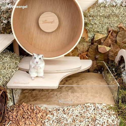 Niteangel Small Animal Sand-Bath Box - Acrylic Critter's Sand Bath Shower Room & Digging Sand Container for Hamsters Mice Lemming Gerbils or Other Small Pets (Birch-Wood, Rectangle) thumbnail 3