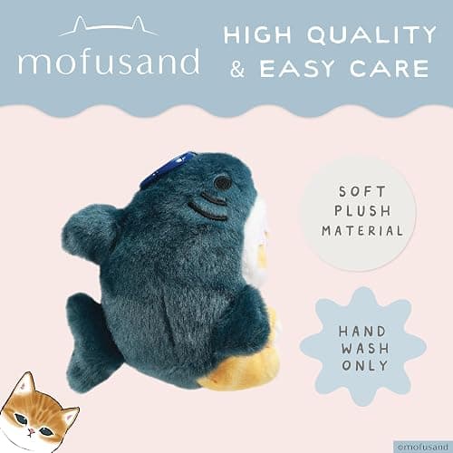 Blue Sky Studios Mofusand - Peluche a forma di gatto con squalo, morbido peluche Kawaii, da collezione, regalo con licenza ufficiale thumbnail 4
