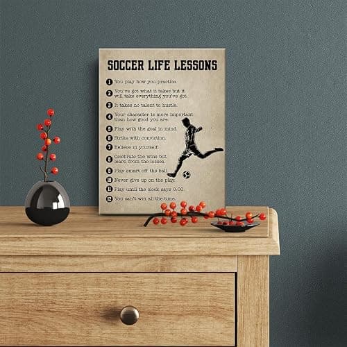 Soccer Gifts Inspirational Wall Decor Canvas Wall Art Artwork Sports Framed Art Paintings Soccer Posters for Soccer Player Athletes Living Room Sports Club Playroom Bedroom Boys Room Gym Decor thumbnail 2