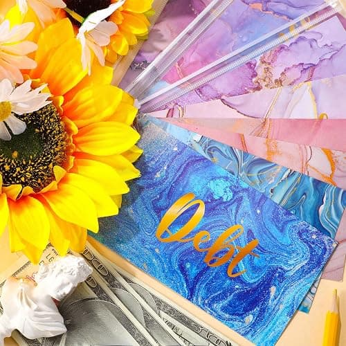 24 Pieces Budget Sheets Expense Tracker Sheets Budget Cash Envelopes A6 Pockets Binder Zipper Folders Money Organizer System (Watercolor Style) thumbnail 2