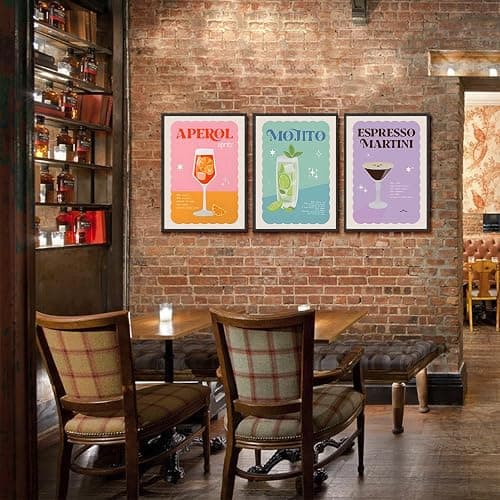 Laylwhq Cocktail Wall Art Bar Cart Canvas Wall Decor Vintage Trendy Alcoho Pictures Funky Aesthetic Prints Posters Colorful Preppy Artwork for Bar Kitchen Dorm Home Decoration 12x16inx3 Unframed thumbnail 5