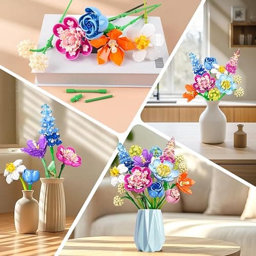 PLAXSOON Flower Bouquet Building Set, 888 PCS Botanical Collection Building Block Toy, Flowers Rose Plant Home Decor, Valentine's Day Christmas Birthday Gift for Adults Women Boys Girls 8+ thumbnail 6