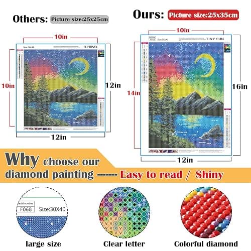 TINY FUN 12 Pack Diamond Painting Kits for Adults 5D Diamond Art Kit Paint by Number for Beginners, DIY Paint with Round Full Drill Diamonds Paintings Gem Art for Home Wall Decor Gift (12X16 Inch thumbnail 2
