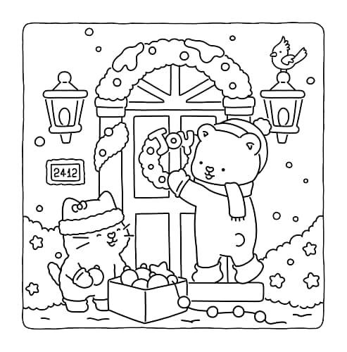 Fuzzy Hygge: Christmas Vibes Coloring Book for Adults & Teens Featuring Cozy Festive Holiday Winter Scenes with Adorable Animals Characters (Fuzzy Friends Coloring) thumbnail 6