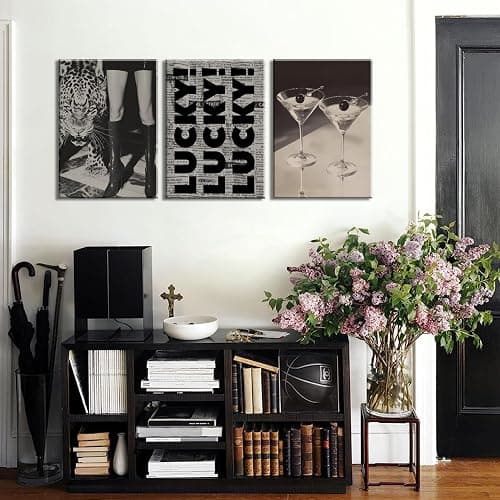Trendy Leopard Canvas Wall Art Fashion Cheetah Lucky Martini Wall Decor Pictures Funky Vintage Preppy Luxury Aesthetic Posters Prints for Girly Bedroom Apartment Dorm Decoration 12x16in thumbnail 2