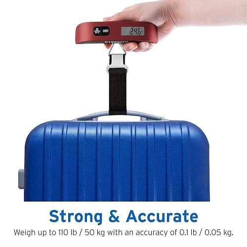 Etekcity Luggage Scale, Digital Weight Scales for Travel Accessories Essentials Suitcases , Portable Handheld Scale with Temperature Sensor, Rubber Paint, 110 Pounds, Battery Included | Travel Essentials, Air Travel, Suitcase, Hanging Hook, Rubber Grip, Battery Included, Easy-to-Read Display thumbnail 7