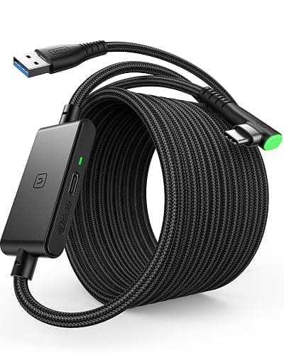 INIU VR Link Cable with Separate Charging Port, 16FT High Speed Data Transfer & Charging Cable, USB to USB C Charger Cord for Virtual Reality Headset, Meta Oculus Quest 3s 3 2 Pro, Pico 4 Steam PC VR - Image 1