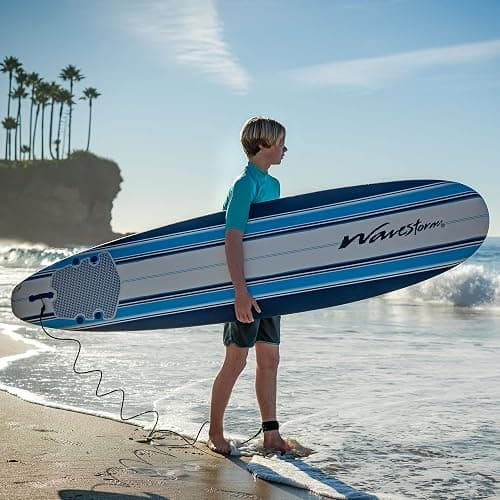 Wavestorm 8ft Classic Surfboard // Foam Wax Free Soft Top Longboard for Adults and Kids of All Levels of Surfing thumbnail 3