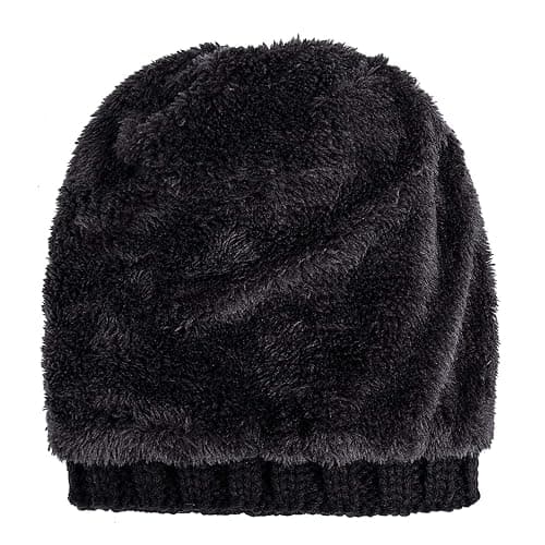 PAGE ONE Womens Winter Thick Cable Knit Beanie Faux Fur Pom Hat Fleece Lined Skull Cap thumbnail 4