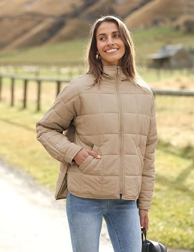 Bianstore Women's Oversized Splice Quilted Lightweight Puffer Jacket Casual Padded Coat thumbnail 2