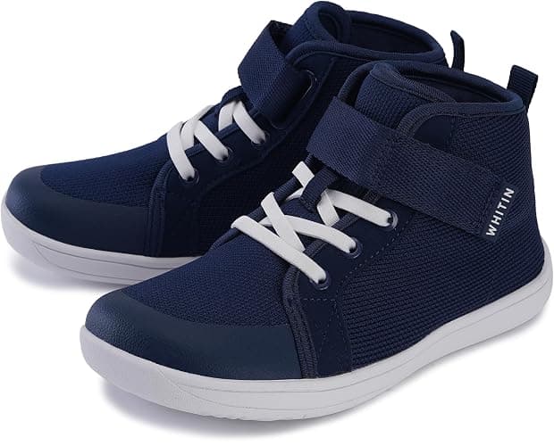 WHITIN Kids/Toddler Wide Barefoot Shoes | Girls/Boys Classic High Top Sneakers | Wide Foot Freedom | Natural Growth - Image 1