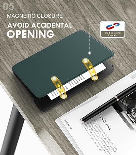 MoKo Case for 6" Amazon Kindle Basic 11th Gen 2024/2022, Midnight Green | Lightweight Shell Cover, Auto Wake/Sleep, Slim, Waterproof, for Amazon Kindle Basic 11th gen thumbnail 5