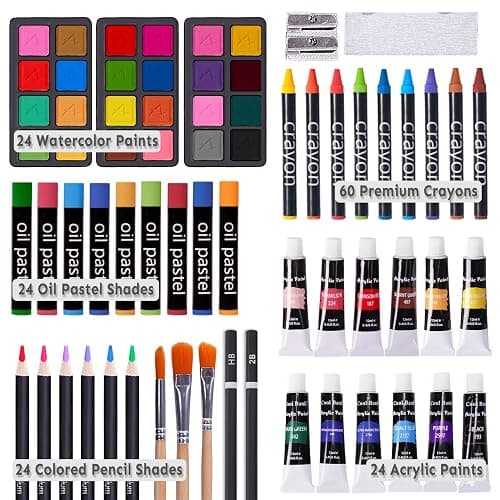 175 Piece Deluxe Art Set with 2 Drawing Pads, Acrylic Paints, Crayons, Colored Pencils, Paint Set in Wooden Case, Professional Art Kit, Art Supplies for Adults, Teens and Artist, Paint Supplies - Pink thumbnail 2