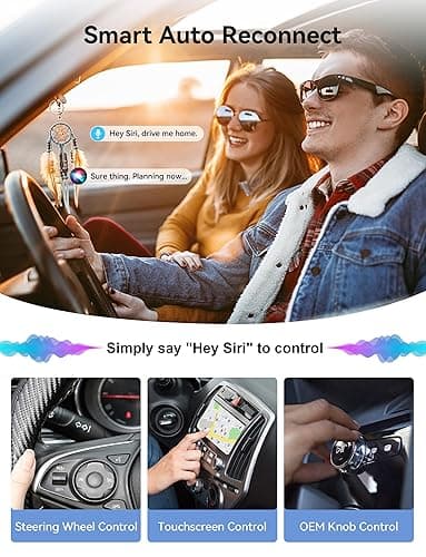 Redlake Wireless CarPlay Adapter for iPhone 2025 Wireless Apple CarPlay Adapter Mini Size with Cable USB & USB-C/Type-C Plug and Play Stable Connection and No Delay thumbnail 4