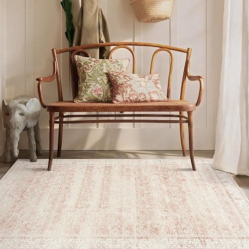 Pink Boho Font Door Mat for Indoor Entrance Washable Non Slip Cute Vintage Floral Aesthetic 3x5 Area Rugs for Entryway Entry thumbnail 2