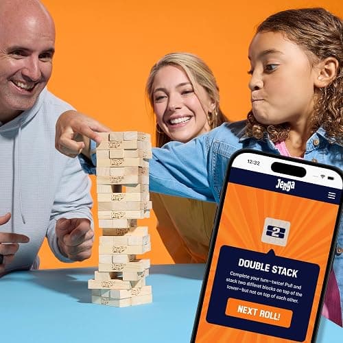 Official Hasbro Games Jenga Game | Digital Die for 6 More Ways to Play | Original Wood Block Game | Stacking Tower | Ages 6+ | 1+ Players | Party Games thumbnail 5