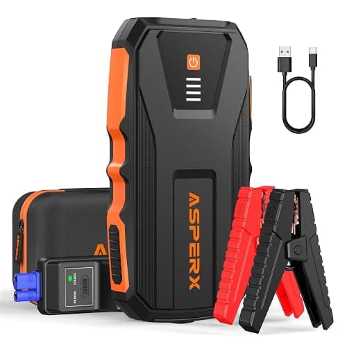 AsperX Booster Pack,3000A Car Battery Booster Jump Starter Up to 10.0L Gas or 8.0L Diesel Engine with 3 USB Output,12V Portable Jump Box with Jumper Cable and 3 Modes Flashlight - Image 1