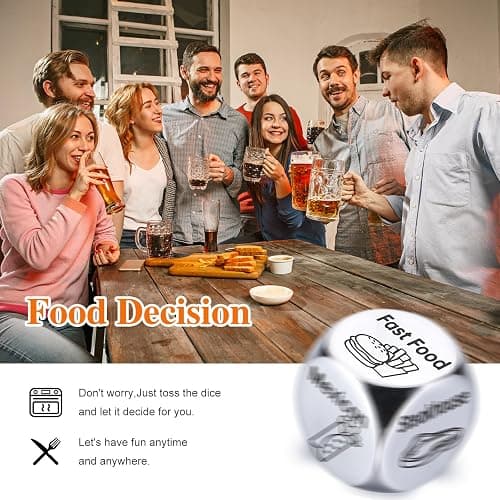 Stocking Stuffers for Men Women Adults: Steel Food Decision Dice Funny Gifts for Him Her Couple Girlfriend Boyfriend Husband Wife Christmas Anniversary Valentines Birthday Wedding Fathers Day thumbnail 6