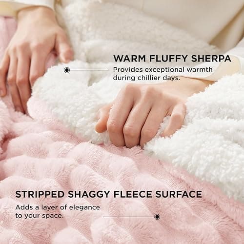 Bedsure Sherpa Throw Blanket for Couch - Super Soft, Cozy Fleece Thick Warm Blanket for Winter, GentleSoft Plush & Fluffy Throw Gift for Women, Room Decor, Pink, 50x60 Inches thumbnail 4