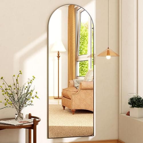 WISSMIELS 21" x 64"Arched Full Length Mirror - Wall Mounted Floor Mirror- Aluminum Alloy Frame Full Body Mirror for Bathroom Living Room Bedroom and Entryway Black thumbnail 5